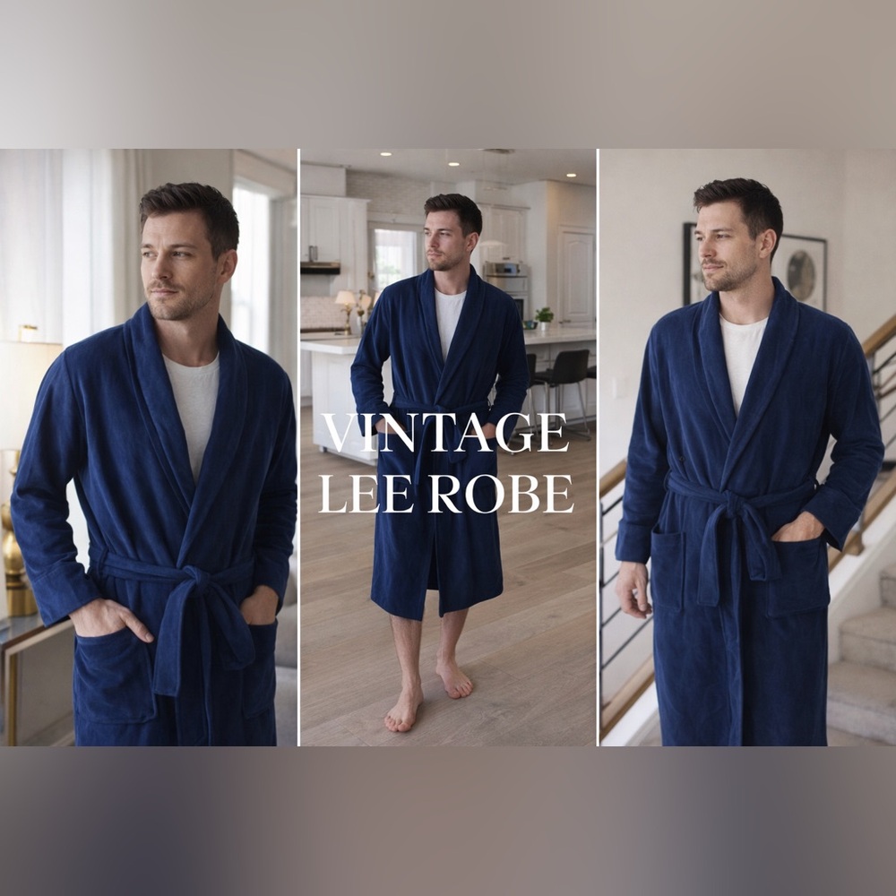 Vintage Lee Navy Robe Belted Made in USA Size L